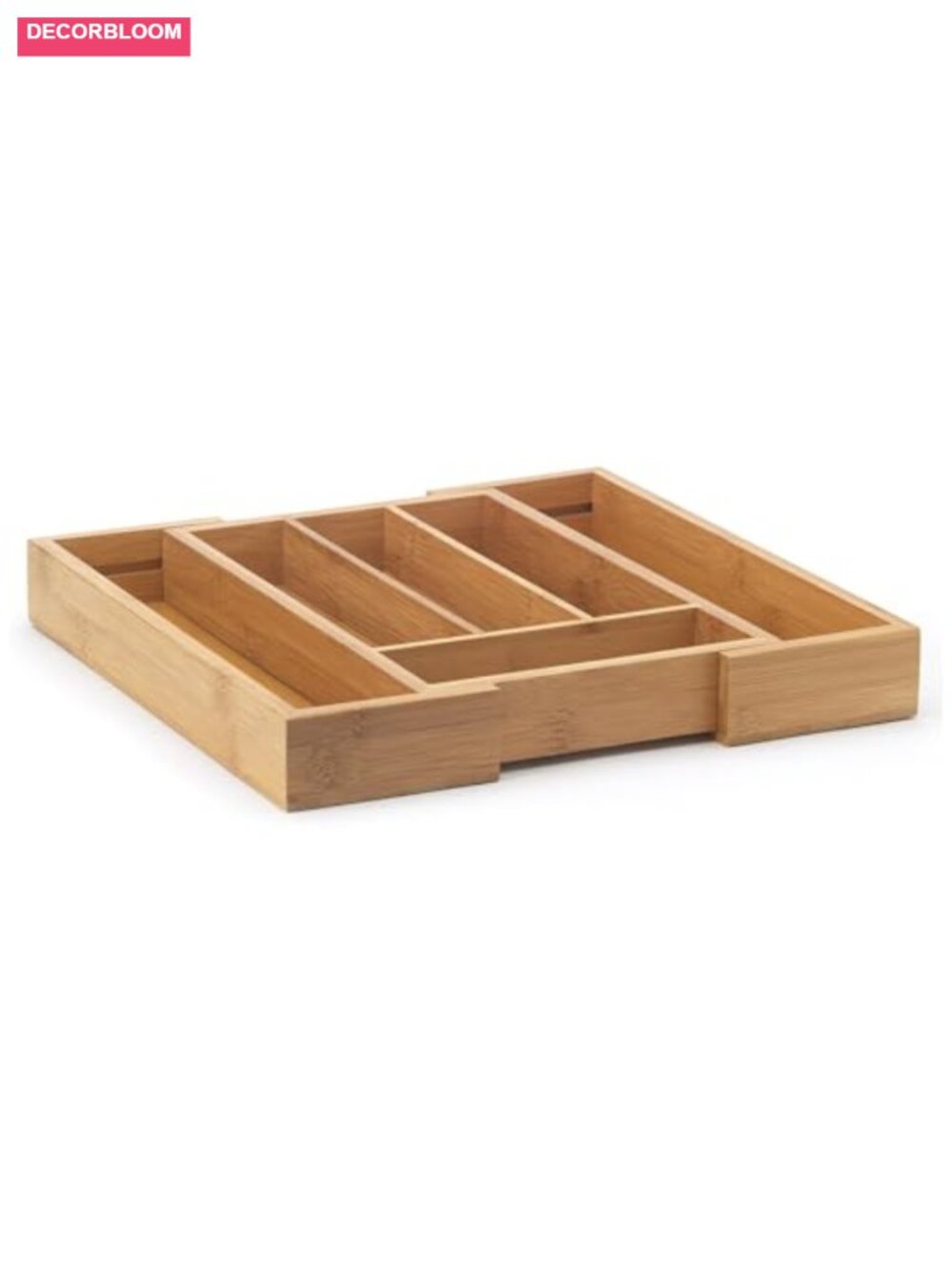 Expandable 6-Slot Bamboo Silverware Utensil Drawer Organizer Tray